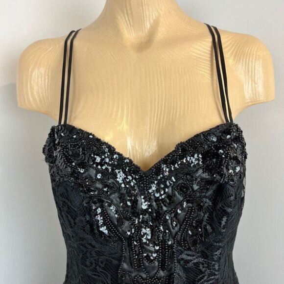 Vintage Lori Ann Size 14 Little Black Dress Mini Lace Detail Babydoll Whimsigoth - Picture 10 of 15